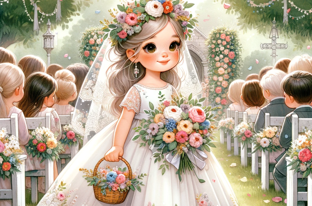 Blumenmädchen Illustration auf einer freien Trauung