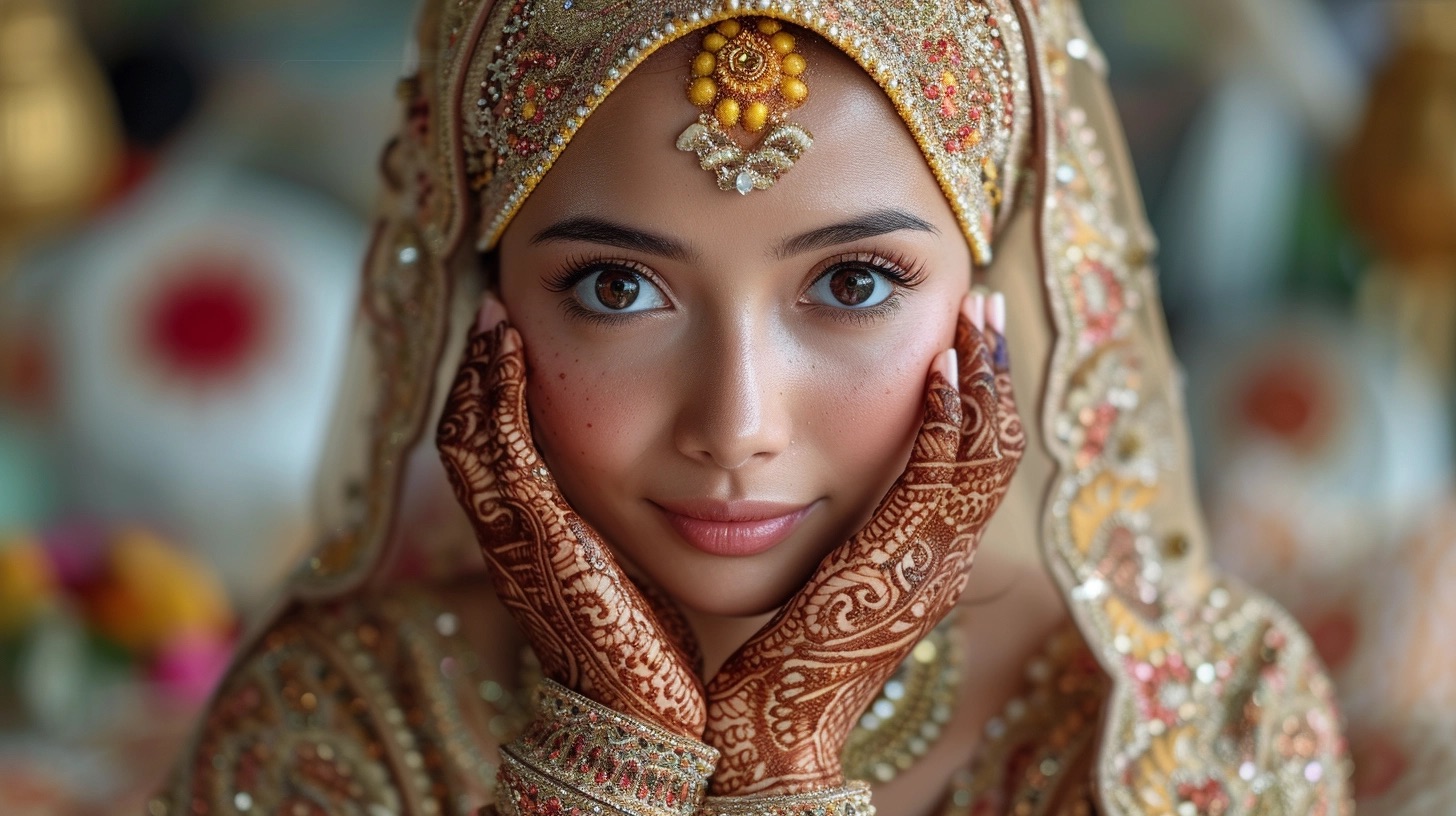Beautiful Rohani Girl Face Henna Art Hand