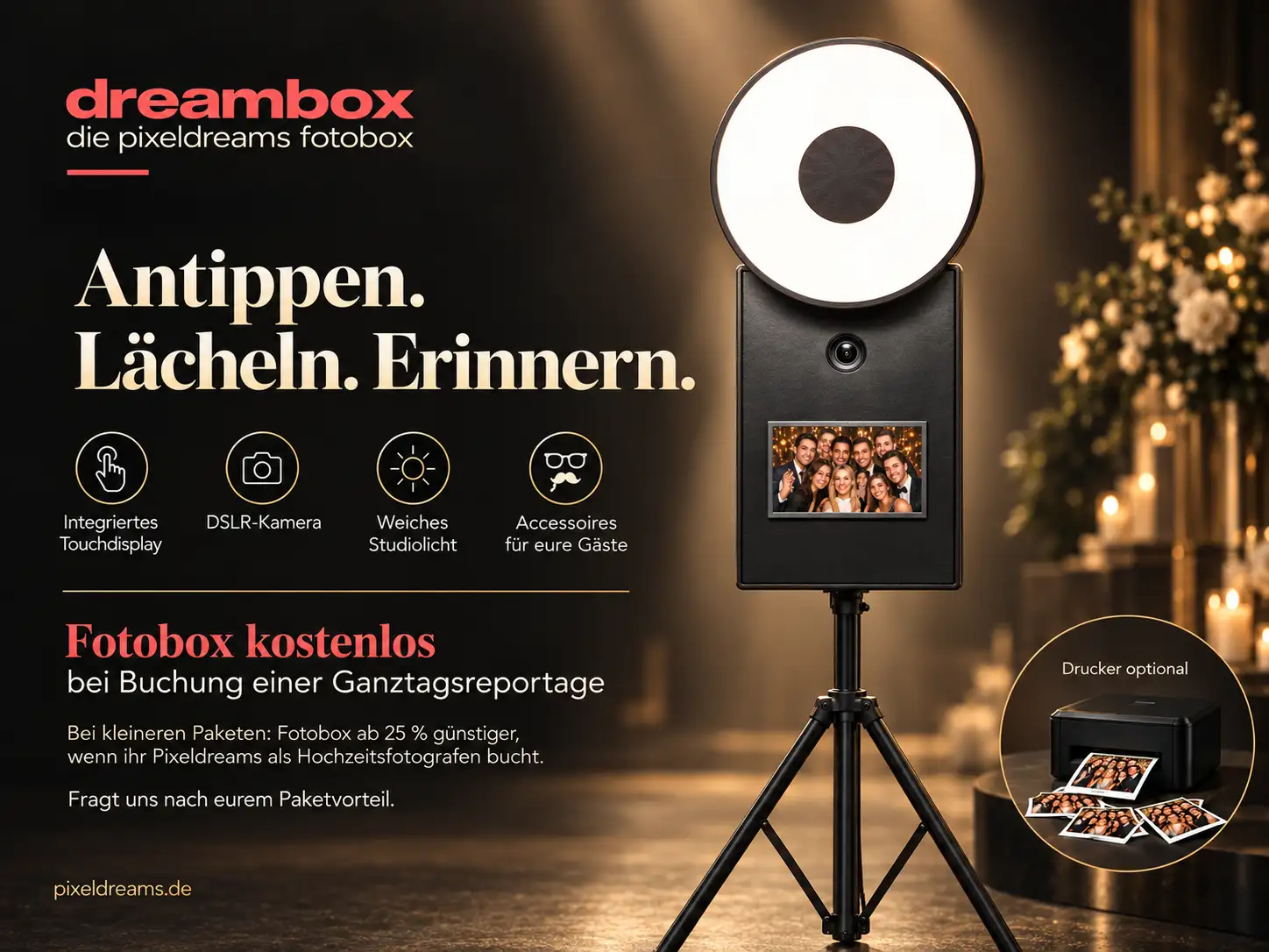 Fotobox mieten für Hochzeiten in Köln | Pixeldreams